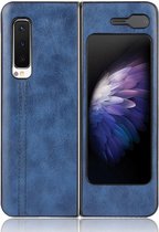 Voor Samsung Galaxy Fold 4G / Fold 5G / W20 5G Schokbestendig Naaien Koe Patroon Huid PC + PU + TPU Case (Blauw)