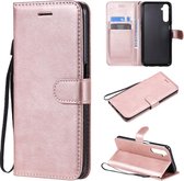 Voor OPPO Realme 6 effen kleur horizontale flip beschermende lederen tas met houder & kaartsleuven & portemonnee & fotolijst & lanyard (rose goud)