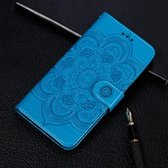 Mandala reliÃ«fpatroon horizontale flip lederen tas voor Samsung Galaxy A40, met houder & kaartsleuven & portemonnee & fotolijst & lanyard (blauw)