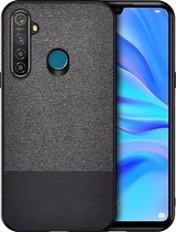 Voor OPPO Realme 5 Pro schokbestendige splitsing PU + stoffen beschermhoes (zwart)