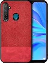 Voor OPPO Realme 5 Pro schokbestendige splitsing PU + stoffen beschermhoes (rood)