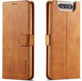 Voor Galaxy A80 / A90 LC.IMEEKE kalfsleer Horizontale flip lederen tas, met houder & kaartsleuven & portemonnee (geel)