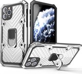 Voor iPhone 11 Pro Max Cool Armor PC + TPU schokbestendige behuizing met 360 graden rotatie ringhouder (zilver)