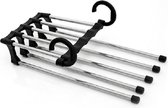 Multifunctionele 5 in 1 telescopische opvouwbare kledingkast Magische broekrek (zwart)