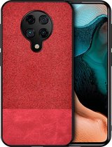 Voor Xiaomi Redmi K30 Pro schokbestendige splitsing PU + doektextuur PC + TPU beschermhoes (rood)