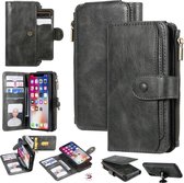 Voor iPhone X / XS Multifunctionele Retro Afneembare Magnetische Horizontale Flip Leren Case met Kaartsleuven & Houder & Portemonnee & Fotolijst (Donkergroen)