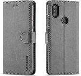 LC.IMEEKE voor Xiaomi Mi 6X kalfsleer Horizontale flip lederen tas, met houder & kaartsleuven & portemonnee (grijs)