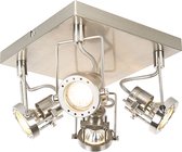 QAZQA suplux - Industriele Plafondspot | Spotje | Opbouwspot - 4 lichts - H 155 mm - Staal - Industrieel -  Woonkamer | Slaapkamer | Keuken