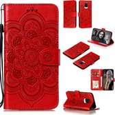 Voor Geschikt voor Xiaomi Redmi Note 9S Mandala reliëfpatroon Horizontale flip PU lederen tas met houder & kaartsleuven & Walle & lanyard (rood)