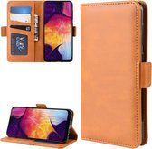 Dual-side magnetische gesp horizontale flip lederen tas voor Galaxy A50, met houder & kaartsleuven & portemonnee & fotolijst (geel)