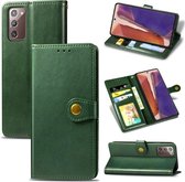 Voor Samsung Galaxy Note 20 Ultra Retro effen kleur lederen gesp telefoonhoes met lanyard & fotolijst & kaartsleuf & portemonnee & standaardfunctie (groen)