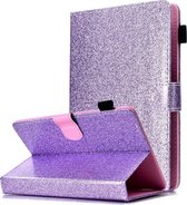 Voor 8 inch tabletvernis Glitterpoeder Horizontale flip lederen tas met houder en kaartsleuf (paars)