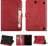 Voor Samsung Galaxy Tab A9.7 T550 Tablet Mode Kalfsstructuur Rits Horizontale Flip Leren Case met Standaard & Kaartsleuven & Portemonnee & Wek- / Slaapfunctie (Rood)
