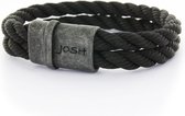 Josh Vintage Heren Armband Metaal;Touw - Zwart