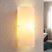 Lindby - wandlamp - 1licht - glas, metaal - H: 28 cm - E14 - mat wit, chroom