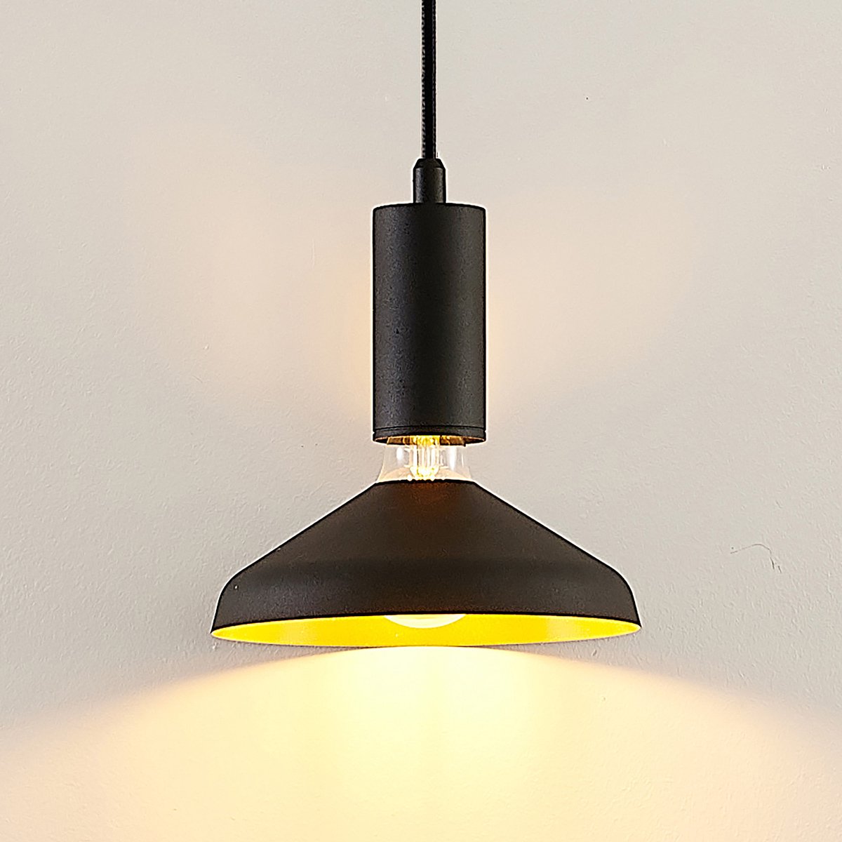 Arcchio - hanglamp - 1licht - aluminium, metaal - E27 - zwart, goud