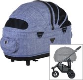 Airbuggy hondenbuggy dome2 m met rem gemeleerd denim - 67x33x51 cm / 96x53,5x99 cm - 1 stuks