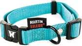Martin sellier halsband nylon turquoise verstelbaar - 16 mmx30-45 cm - 1 stuks