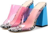 PVC Jelly transparante dames slippers hakken sandalen, schoenmaat: 40 (roze)