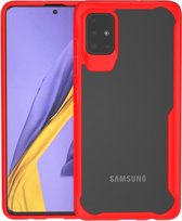 Voor Galaxy A51 Transparante PC + TPU schokbestendig beschermhoes met volledige dekking (rood)