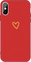 Voor iphone xs / x gouden liefde-hart patroon kleurrijke frosted tpu telefoon beschermhoes (rood)