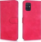 Voor Galaxy A51 Diaobaolee Pure Fresh Grain horizontale flip lederen tas met houder en kaartsleuven (rood)