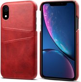 Suteni Calf Texture beschermhoes voor iPhone XR, met kaartsleuven (rood)