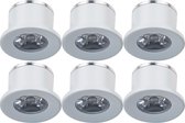 LED Veranda Spot Verlichting 6 Pack - 1W - Warm Wit 3000K - Inbouw - Rond - Mat Wit - Aluminium - Ø31mm