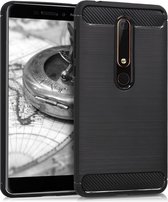 kwmobile telefoonhoesje compatibel met Nokia 6.1 (2018) - Hoesje voor smartphone in zwart - Brushed Carbon design