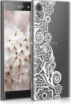 kwmobile telefoonhoesje voor Sony Xperia XA1 - Hoesje voor smartphone in wit / transparant - Bloesemzee Kant design