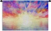 Wandkleed Geschilderde Zomer - Schilderij van kleurrijke lucht boven het water Wandkleed katoen 150x100 cm - Wandtapijt met foto