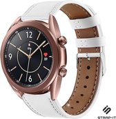 Leer Smartwatch bandje - Geschikt voor  Samsung Galaxy Watch 3 bandje leer 41mm - wit - Strap-it Horlogeband / Polsband / Armband