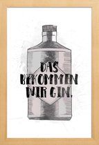 JUNIQE - Poster met houten lijst Gin -13x18 /Grijs & Wit