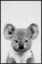 JUNIQE - Poster in kunststof lijst Koala zwart-wit foto -40x60 /Grijs