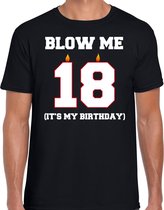 18 jaar cadeau t-shirt blow me its my birthday - zwart - heren - 18de verjaardag kado 2XL