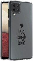 iMoshion Hoesje Geschikt voor Samsung Galaxy A12 Hoesje Siliconen - iMoshion Design hoesje - Transparant / Zwart / Live Laugh Love