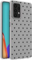 iMoshion Hoesje Geschikt voor Samsung Galaxy A52 (4G) / A52s / A52 (5G) Hoesje Siliconen - iMoshion Design hoesje - Transparant / Zwart / Hearts All Over Black