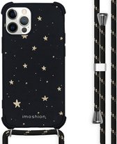 iMoshion Design hoesje met koord voor de iPhone 12 Pro Max - Sterren - Zwart / Goud