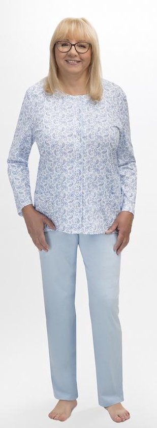 Pyjama femme Martel Maria - blanc / bleu clair- 100% coton 4XL
