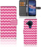 Hoesje ontwerpen Nokia 5.4 GSM Hoesje ontwerpen Waves Pink