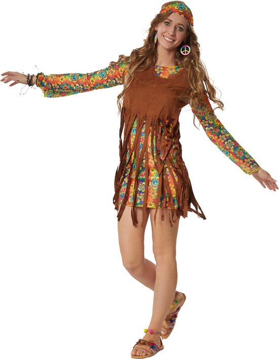 dressforfun - Rebelse Hippie Squaw M - verkleedkleding kostuum halloween verkleden feestkleding carnavalskleding carnaval feestkledij partykleding - 302624