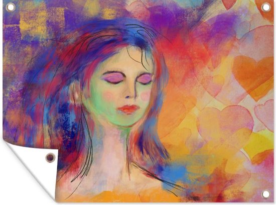 Muurdecoratie buiten Een kleurrijke schildering van een ontspannen