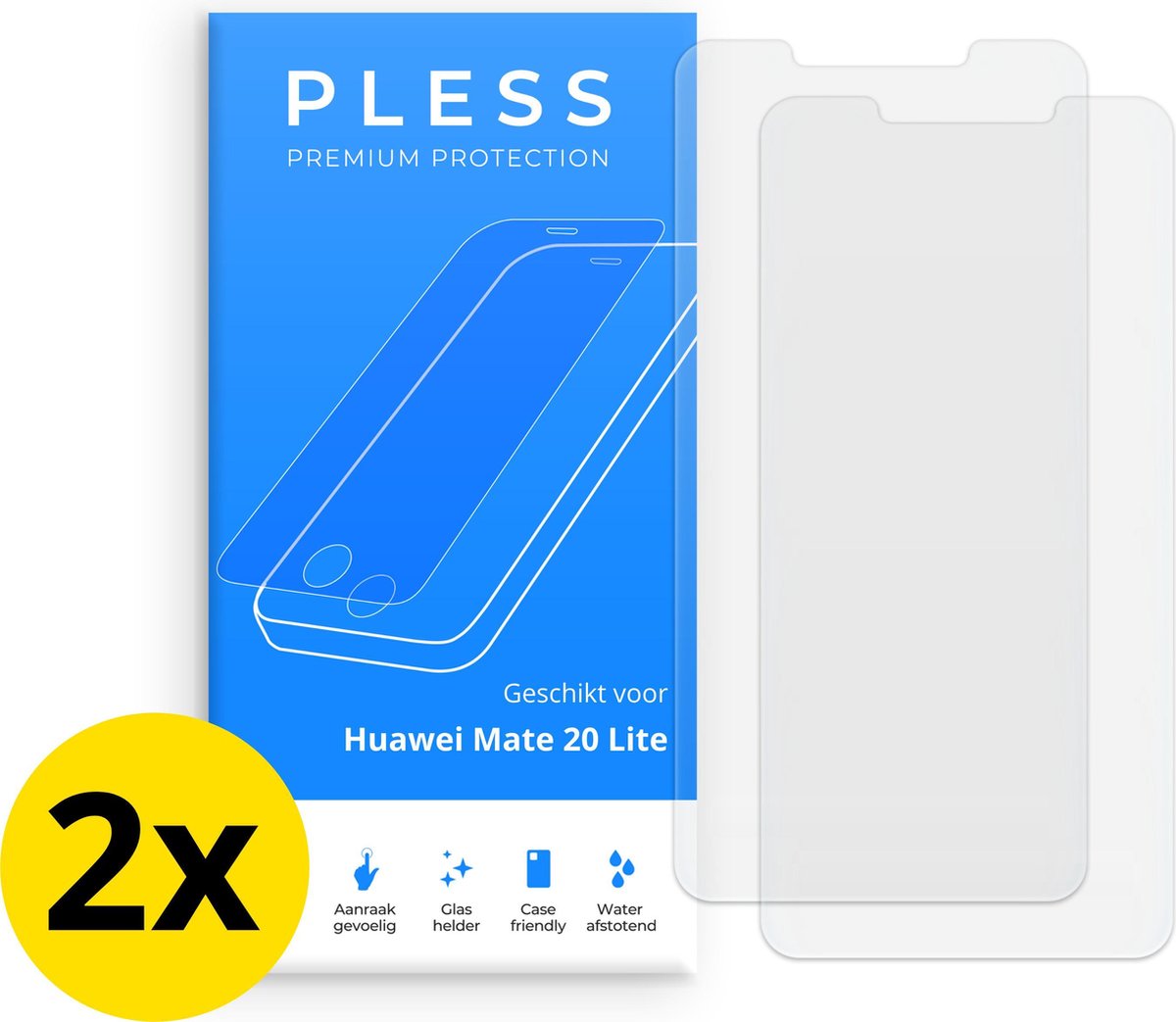 Huawei Mate 20 Lite Screenprotector 2x - Beschermglas Tempered Glass Cover - Pless®