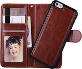 iPhone 6/6s Wallet Case Deluxe met uitneembare softcase, business cover in luxe uitvoering, bruin , merk i12Cover
