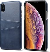 Suteni Calf Texture beschermhoes voor iPhone XS Max, met kaartsleuven (blauw)