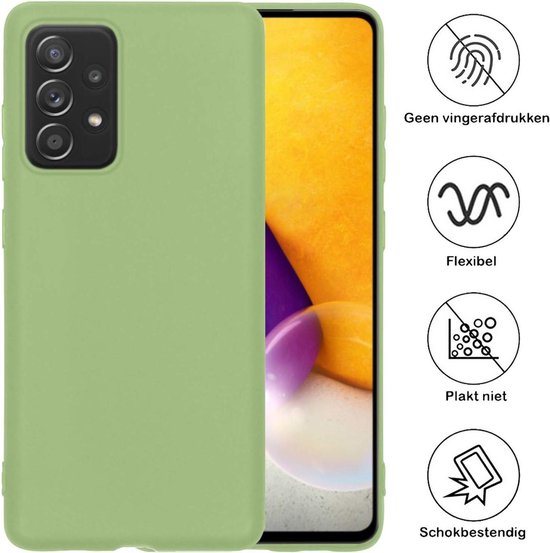 Coque Samsung A72 Coque en Siliconen Verte avec Protecteur d'Ecran - Coque Samsung Galaxy A72 Coque en Silicone avec Protecteur d'Ecran - Vert