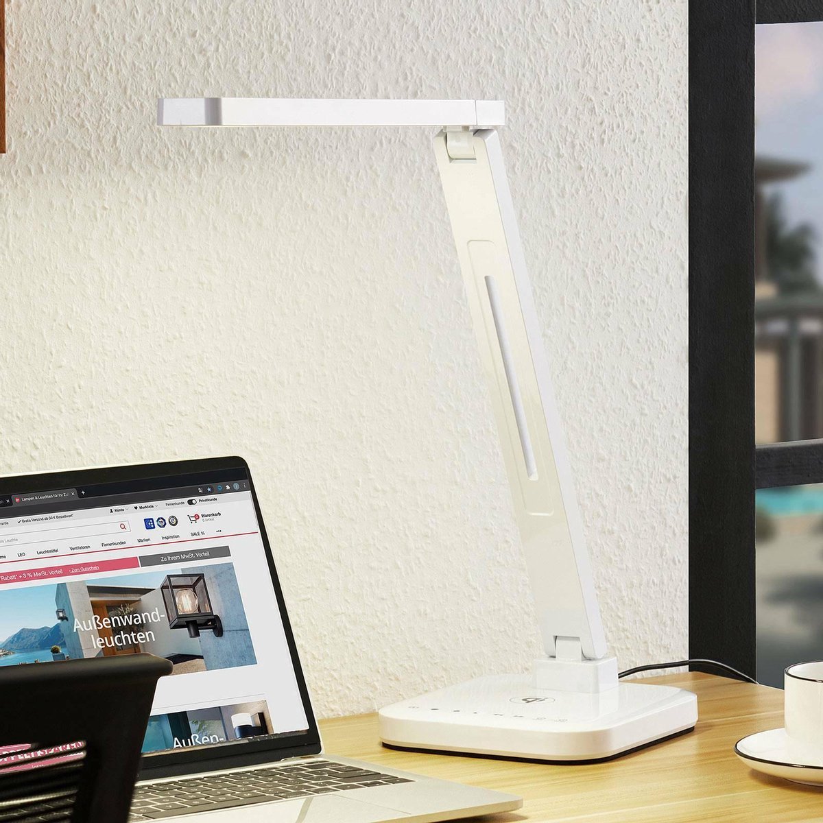 Arcchio - LED bureaulamp- met touchdimmer - 1licht - kunststof, staal - H: 47 cm - wit - Inclusief lichtbron