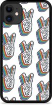 iPhone 11 Hardcase hoesje Love & Peace - Designed by Cazy