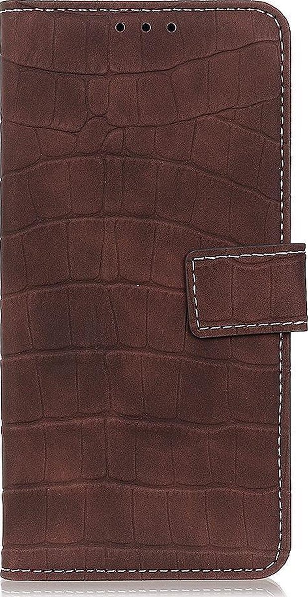 Mobigear Telefoonhoesje geschikt voor HONOR 9X Lite Hoesje | Mobigear Croco Bookcase Portemonnee | Pasjeshouder voor 3 Pasjes | Telefoonhoesje voor Pinpas / OV Kaart / Rijbewijs - Bruin
