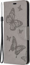 Samsung Galaxy A42 5G Hoesje - Mobigear - Butterfly Serie - Kunstlederen Bookcase - Grijs - Hoesje Geschikt Voor Samsung Galaxy A42 5G